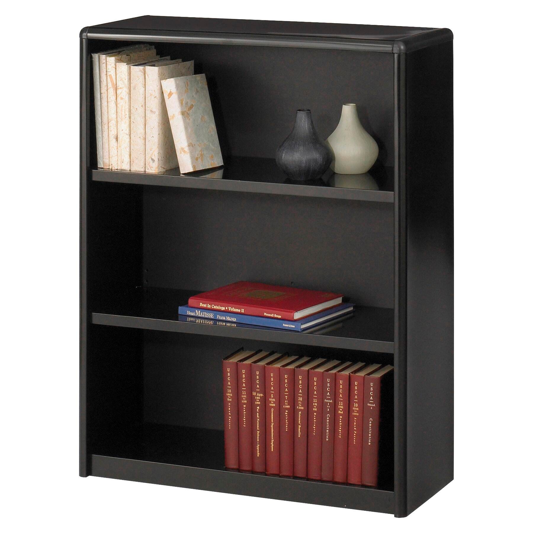 Safco ValueMate Bookcase, 3 Shelves, 31-3/4 x 13-1/2 x 41 Inches, Metal, Black, Item Number 1067328