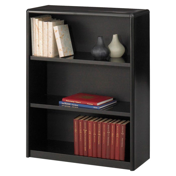 Safco ValueMate Bookcase, 3 Shelves, 31-3/4 x 13-1/2 x 41 Inches, Metal, Black