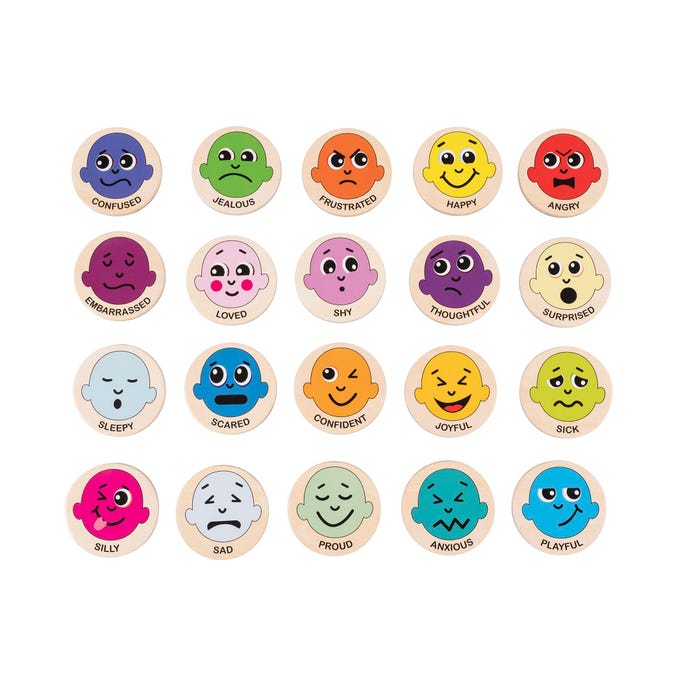 Spark & Wow Emotions Wooden Magnets, 20 Pieces