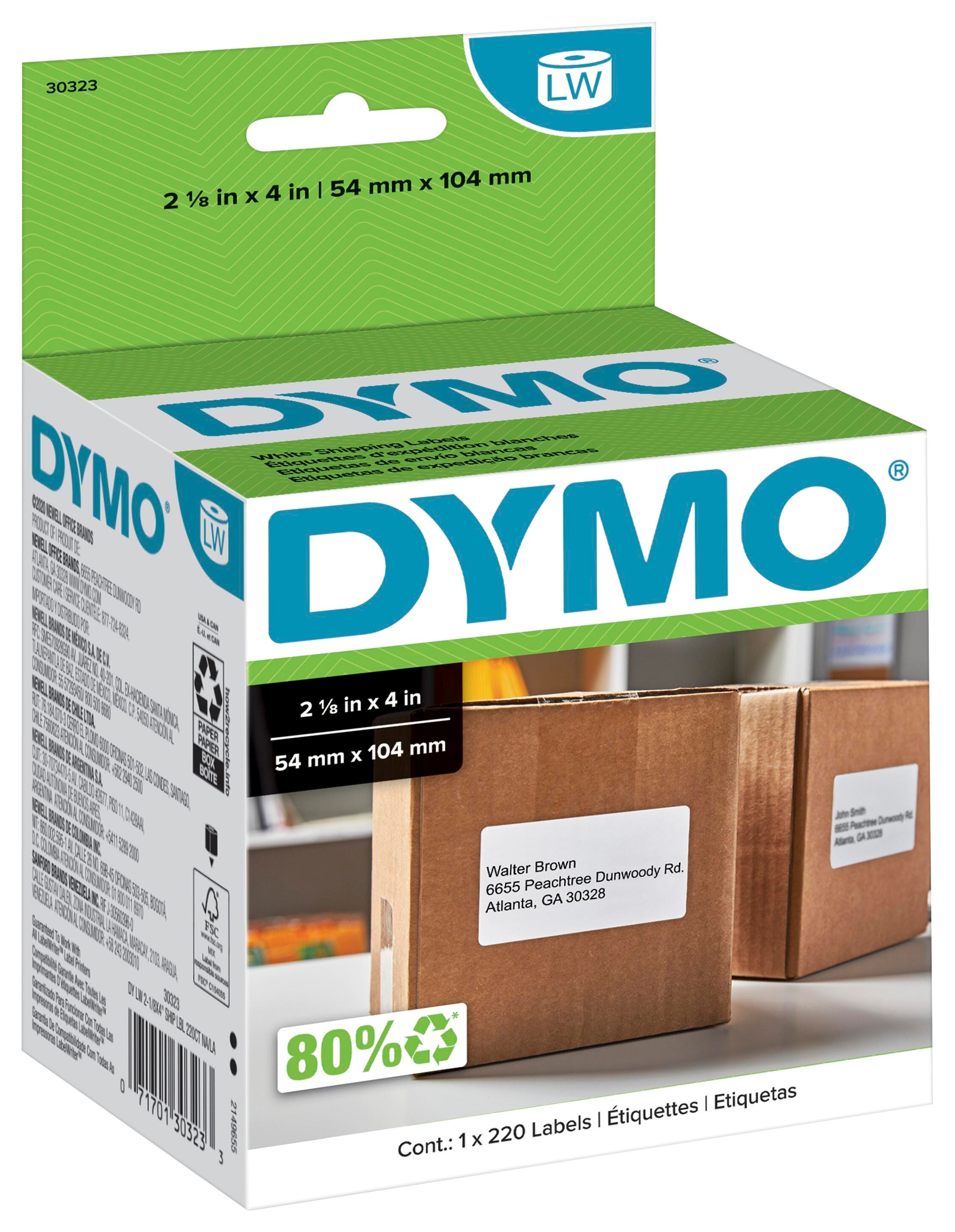 DYMO LabelWriter Shipping Labels, 2-1/8 x 4 Inches, White, Roll of 220 038590