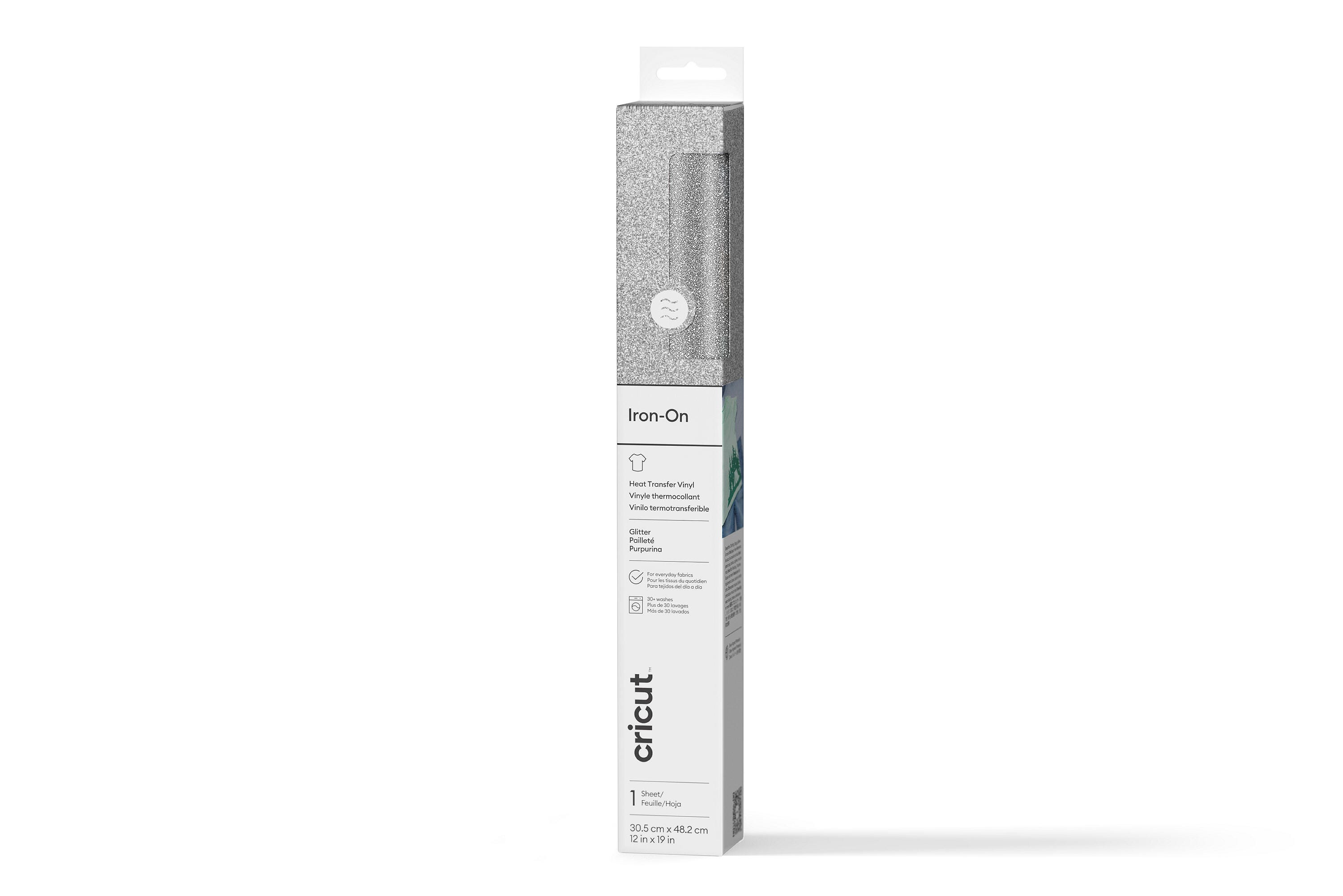 Cricut Everyday Iron-On Vinyl, 12 x 19 Inches, Silver Glitter 2216178