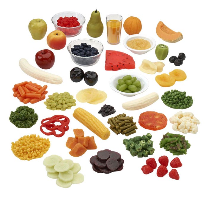Nasco Fruit & Vegetable Rainbow Food Replica Kit, Set of 37