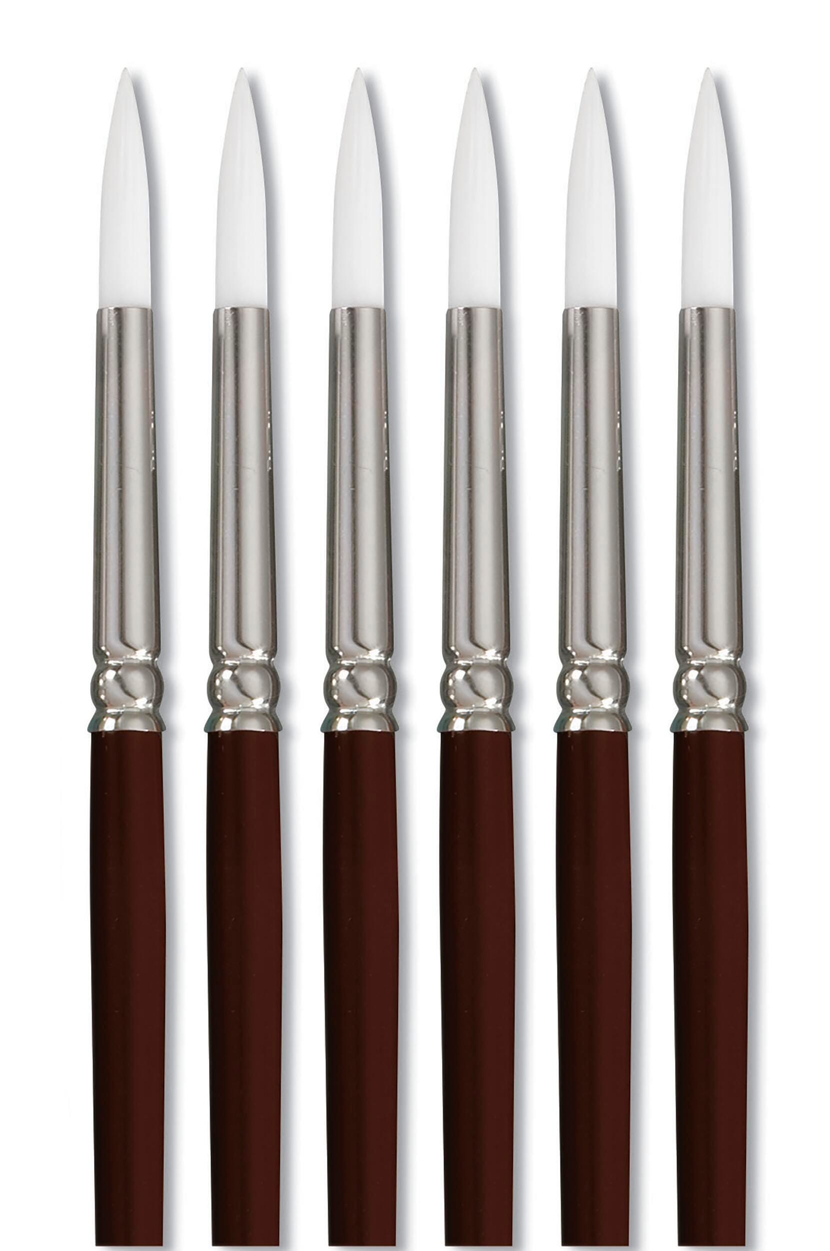 Sax Optimum White Synthetic Taklon Paint Brushes Short, Round, Size 6, Set of 6 1567619