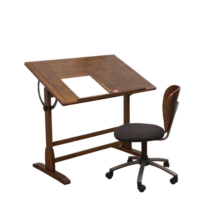 Studio Designs Vintage Classic Design Drafting Table, 30 in W X 41-3/4 in D X 34 in H, Antique Rustic Oak