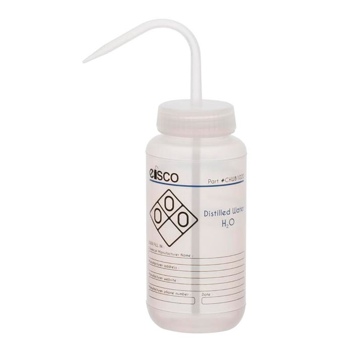 Eisco Labs Distilled Water Wash Bottle, 500 mL, Wide Mouth, LDPE (2 color)