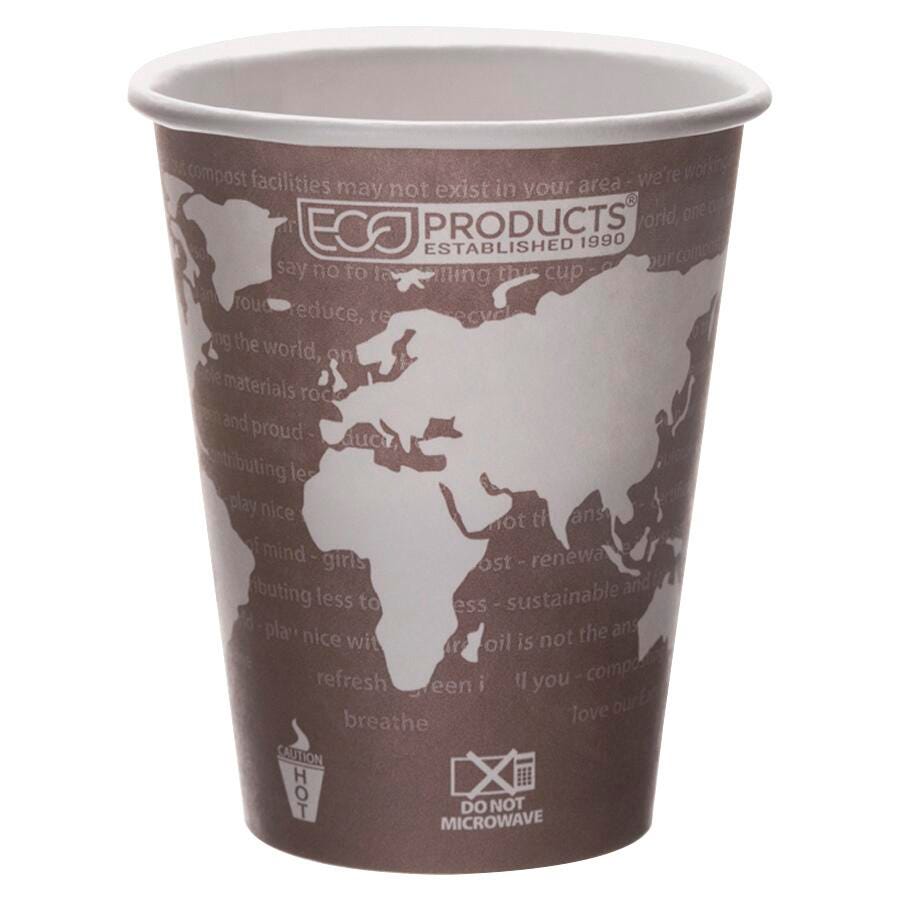 Eco-products Inc World Art Compostable Renewable Smooth Rolled Rim Hot Beverage Cup, Pack of 50, Item Number 1449280