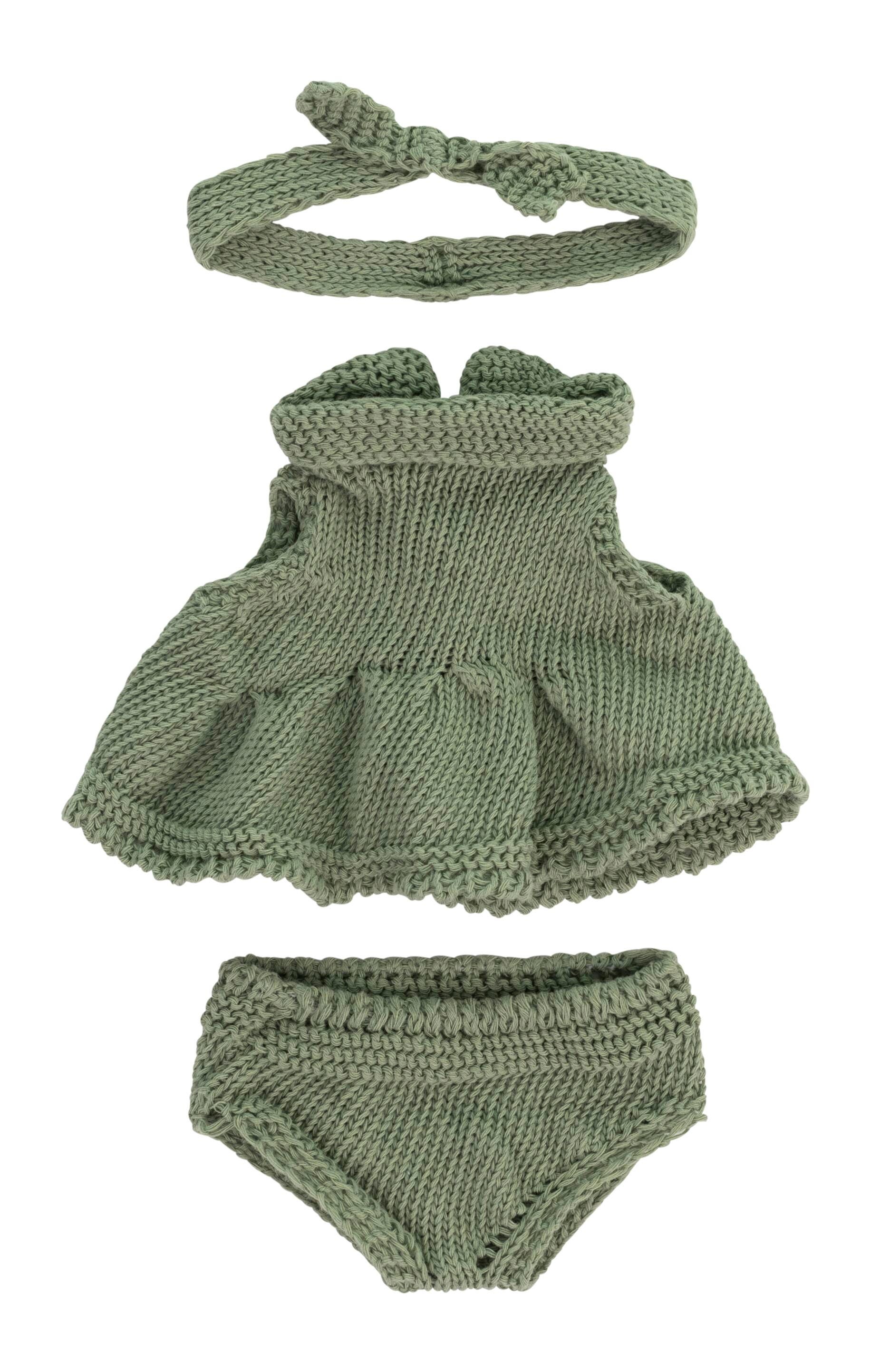 Miniland Clothes for Newborn Baby Doll, Knitted Dress and Headband, 8-1/4 Inch 2151612