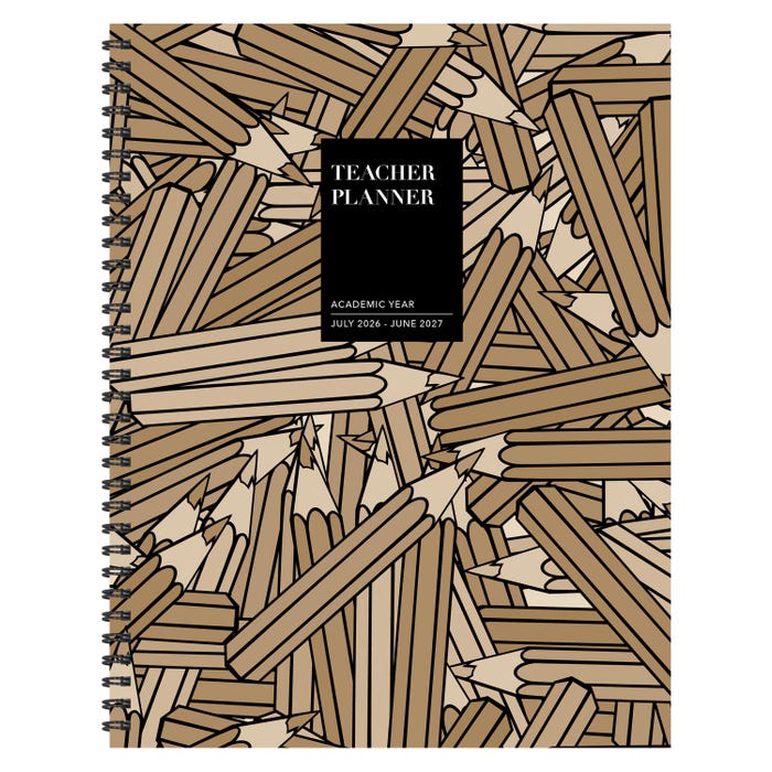 TF Publishing Teacher & Home School Lesson Planning Book, July 2026 to June 2027, 9 x 11 Inches, Kraft & Lead
