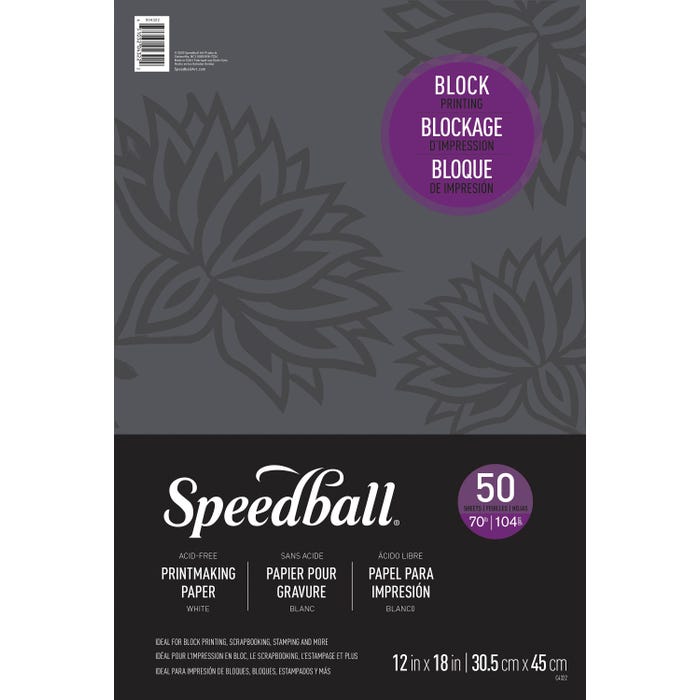 Speedball Block Printing Paper, 12 x 18 Inches, 70 lb, 50 Sheets