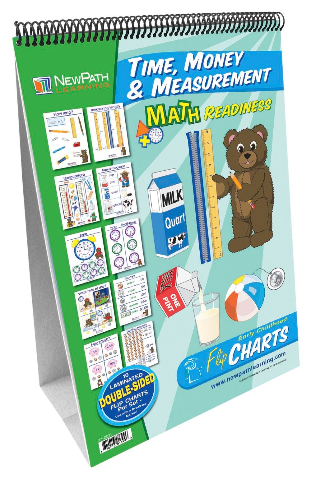 NewPath Learning Time, Measurement & Money Flip Chart Set, Grades PreK to 2 1399630