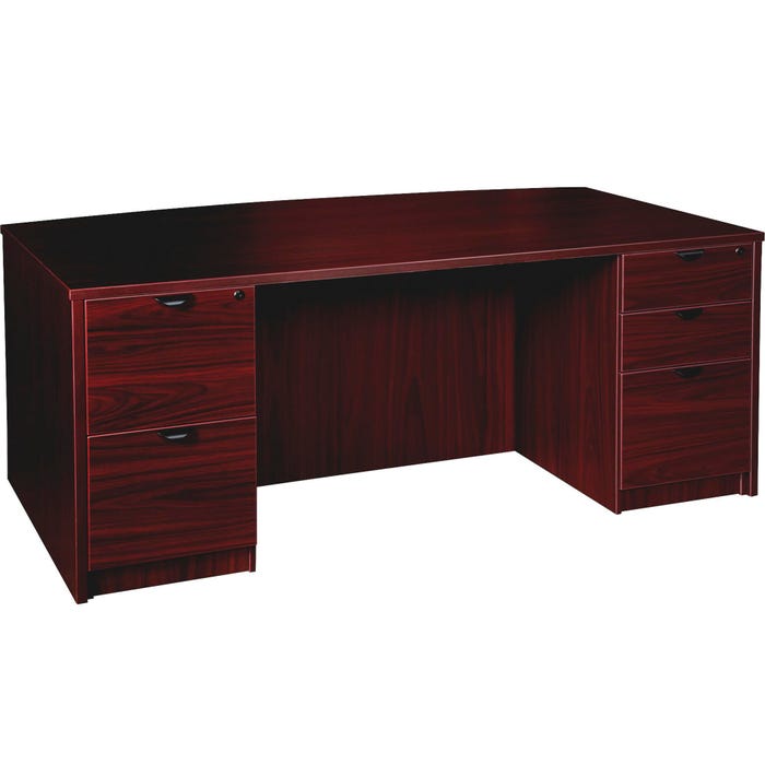 Lorell Prominence Laminate Desk, Full Double Pedestal, 72 x 42 x 29 Inches, Mahogany
