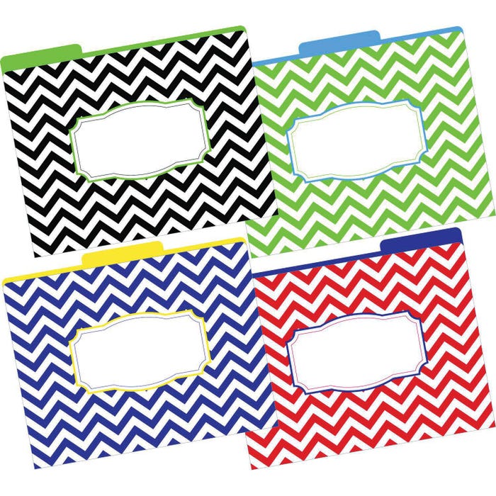 Barker Creek File Folders, Nautical Chevron Design, Letter Size, Set of 12