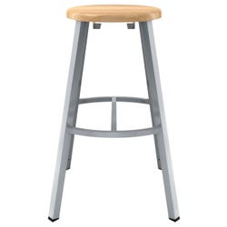National Public Seating Titan Stool, Wood Seat, 24 Inch Fixed Height, Gray Frame, Item Number 2104722