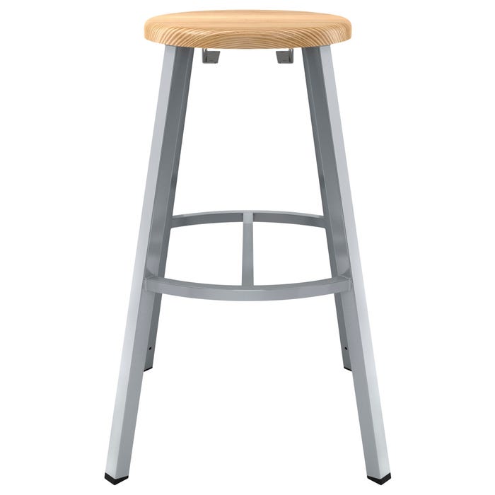 National Public Seating Titan Stool, Wood Seat, 30 Inch Fixed Height, Gray Frame