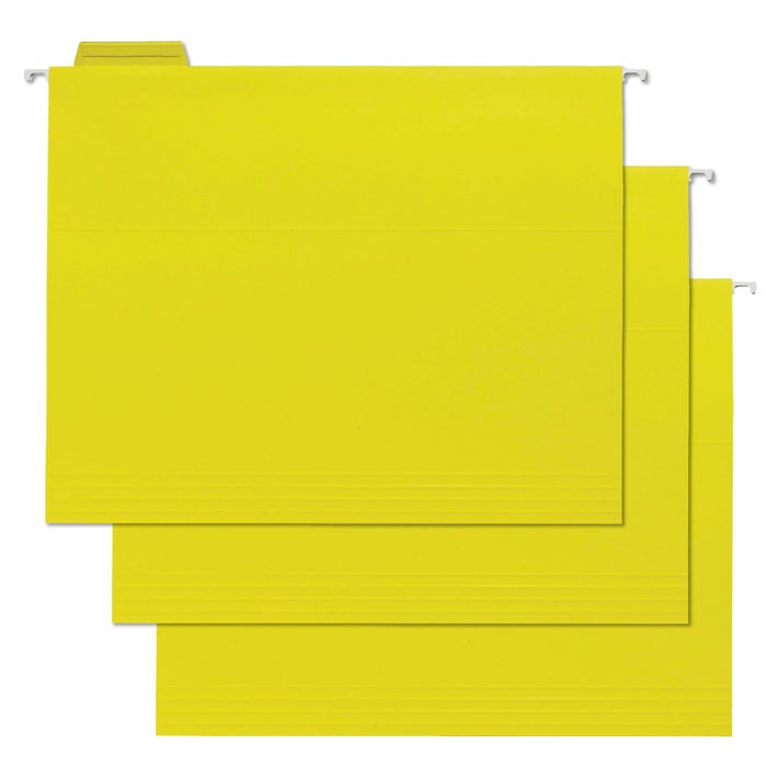 School Smart Hanging File Folders, Letter Size, 1/5 Cut Tabs, Yellow, Pack of 25