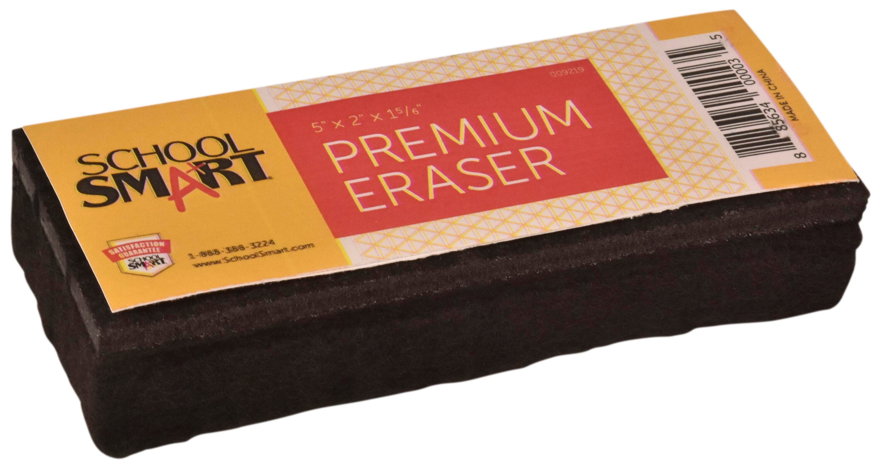 School Smart Premium Chalkboard Eraser, 5 x 2 x 1 Inches, Felt, Black/White 009219