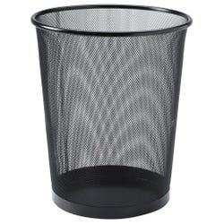 Lorell Round Mesh Waste Bin, 4.7 Gallon, Black, Item Number 1314448