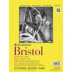 Strathmore® 300 Bristol Board Vellum Pads, 100 lb, 9 x 12 Inch, White, Pack of 20