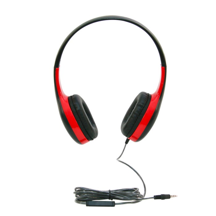Califone KH-08T RD On-Ear Headset with Inline Microphone, 3.5mm, Red