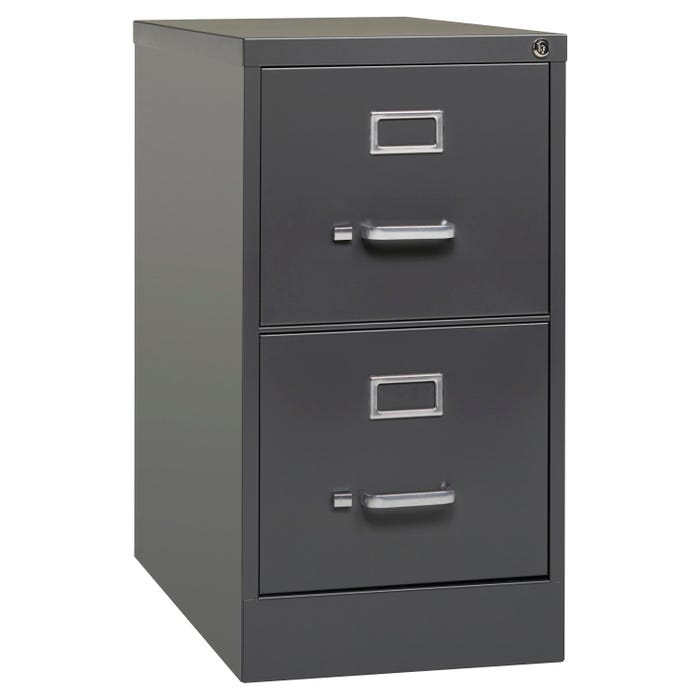Lorell 26-1/2 in Vertical File Cabinet, 2-Drawer, Letter, 15 x 26-1/2 x 28-3/8 Inches, Charcoal