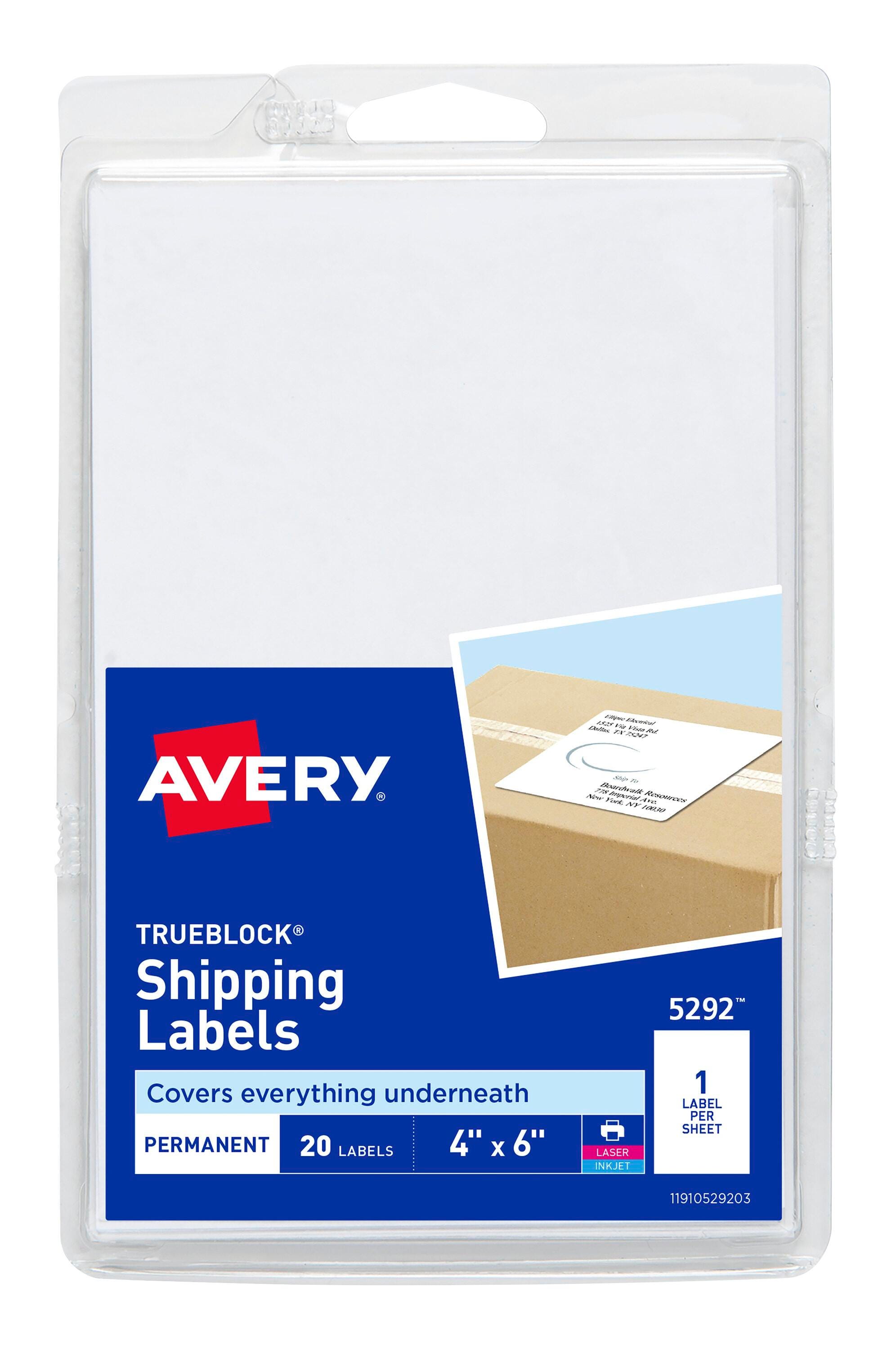 Avery TrueBlock Full Sheet Label, Inkjet, 4 x 6 Inches, White, Pack of 20 1376583