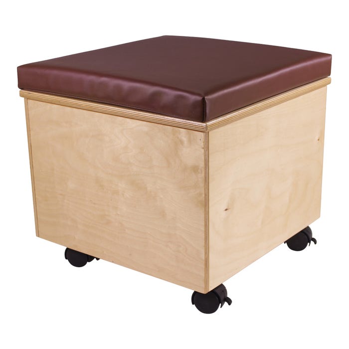 Childcraft Mobile Help On Wheels Teacher Stool, 18 x 18 x 18 Inches, Dark Brown Cushion