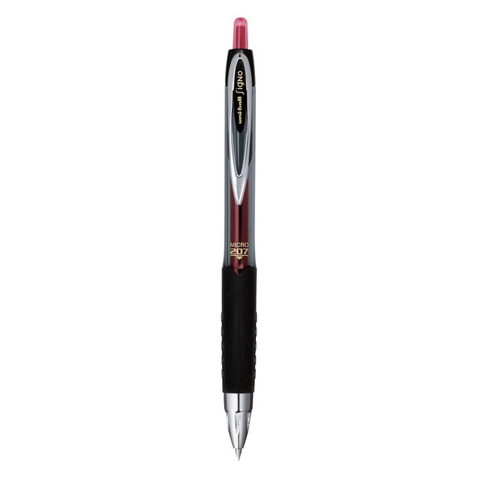 uniball 207 Retractable Gel Pen, 0.5 mm Micro Tip, Red