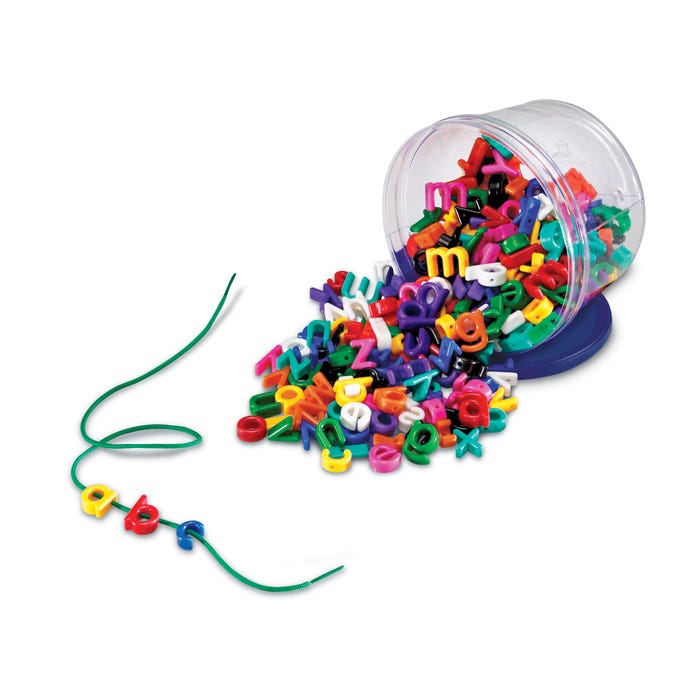 Learning Resources Lowercase Lacing Alphabet Kit, 275 Pieces