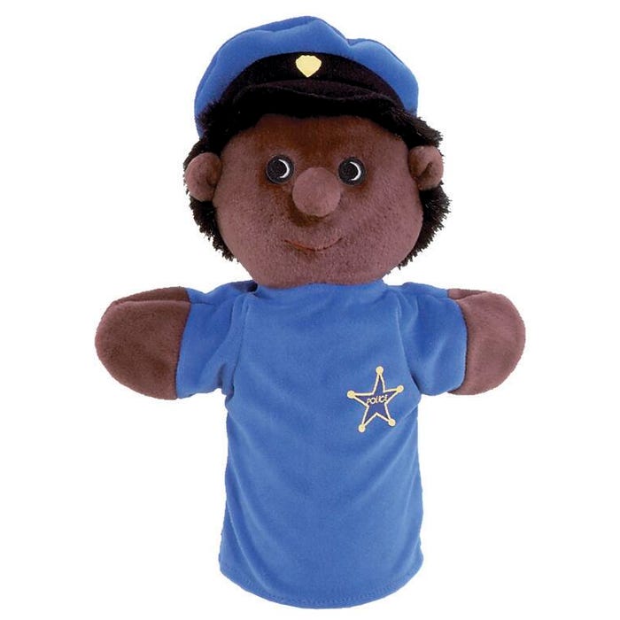 Get Ready Kids Police Officer Hand Puppet, African American, 11 Inches