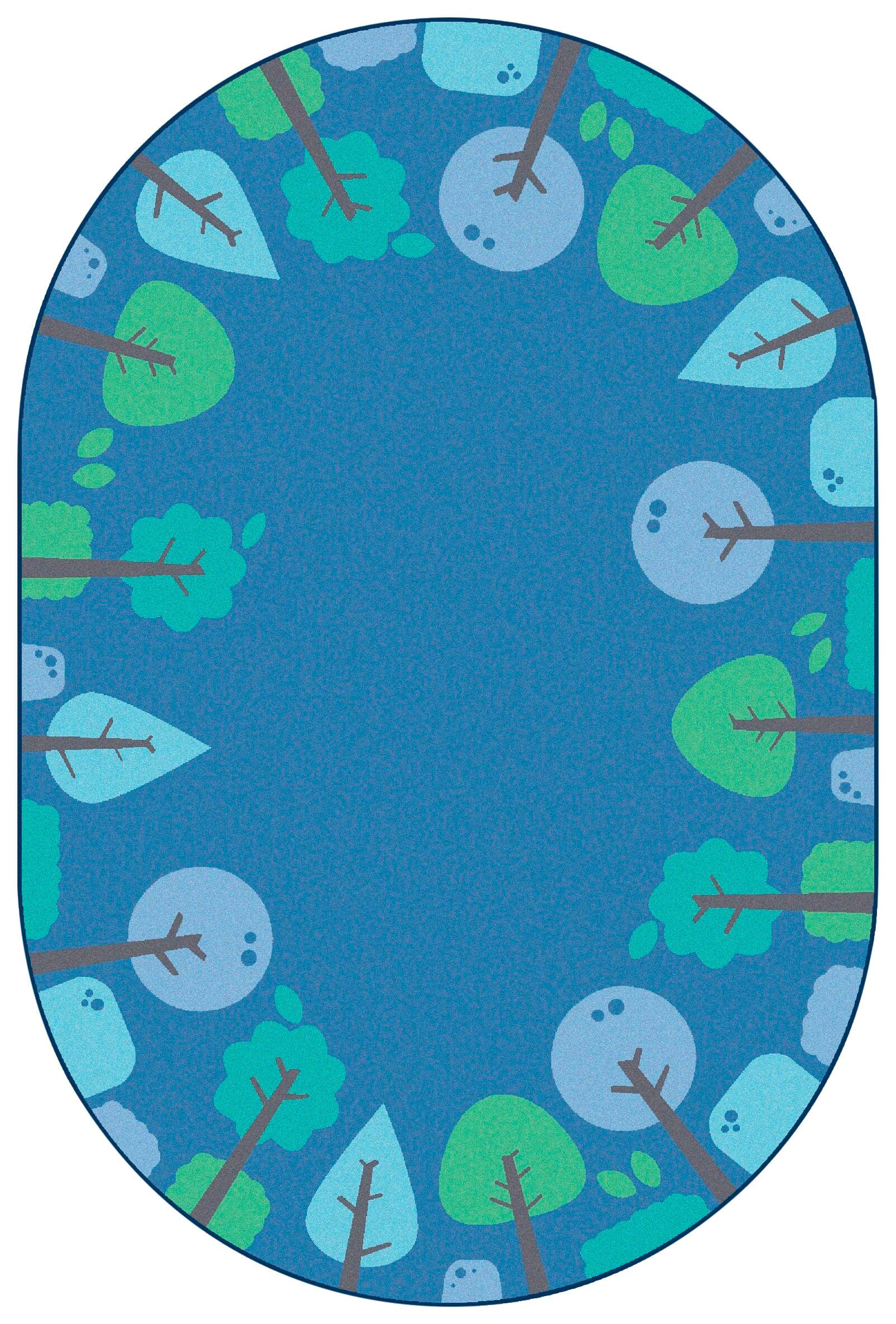 Carpets for Kids KIDSoft Tranquil Trees Carpet, 4 x 6 Feet, Oval, Blue, Item Number 2019672