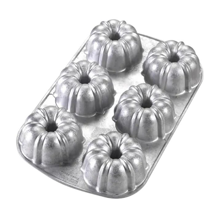 Nordic Ware Bundt Muffin Pan, 6 Cup Cavities, Silver