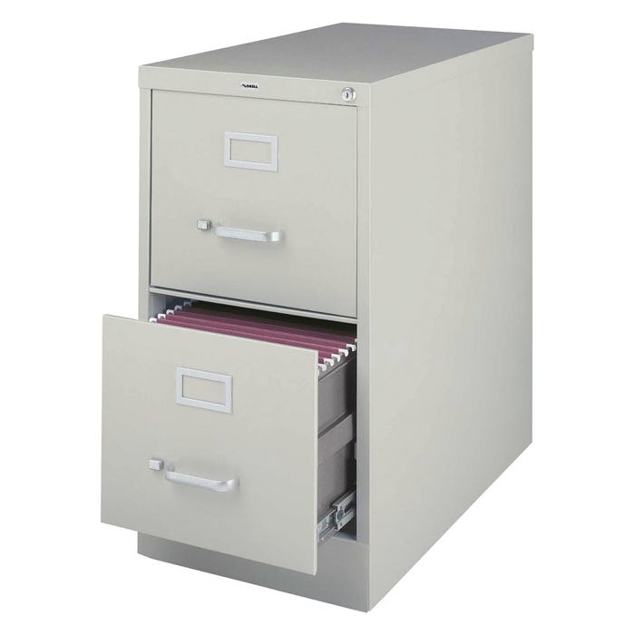 Lorell Fortress Commercial-grade Vertical File, 2-Drawer, 15 x 22 x 28-3/8 Inches, Light Gray