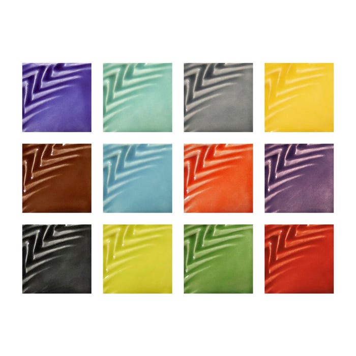 AMACO Lead-Free Low-Fire Teachers Palette Gloss Glaze, 16 Ounces, Set of 12