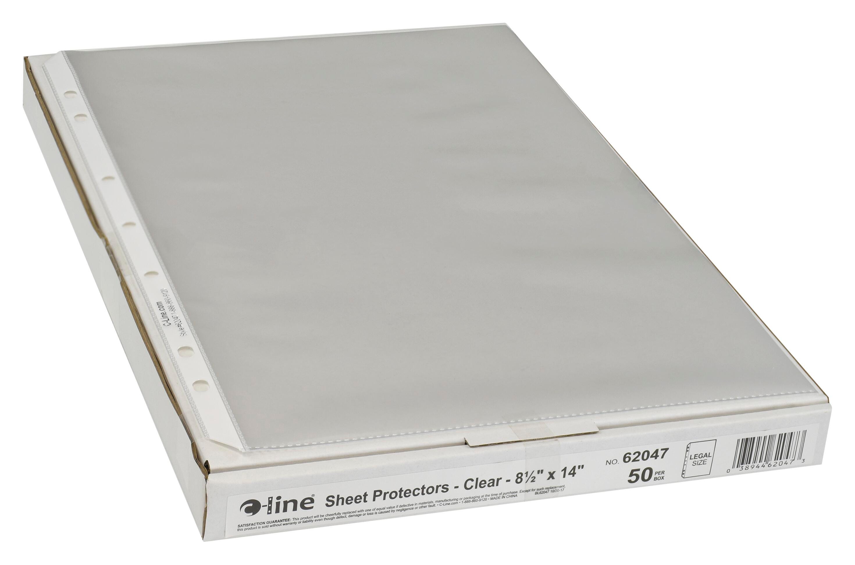 C-Line Heavyweight Polypropylene Sheet Protector, Clear, Legal, 7-hole, 8-1/2 x 14 Inches, Box of 50 2149598