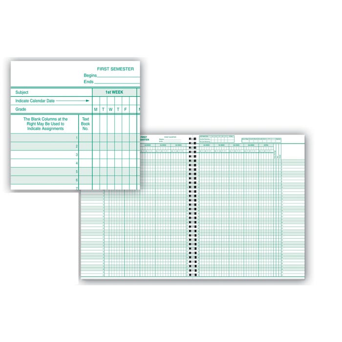 Hammond & Stephens Class Record Book, 40 Students and 8 Subjects, 9/10 Week