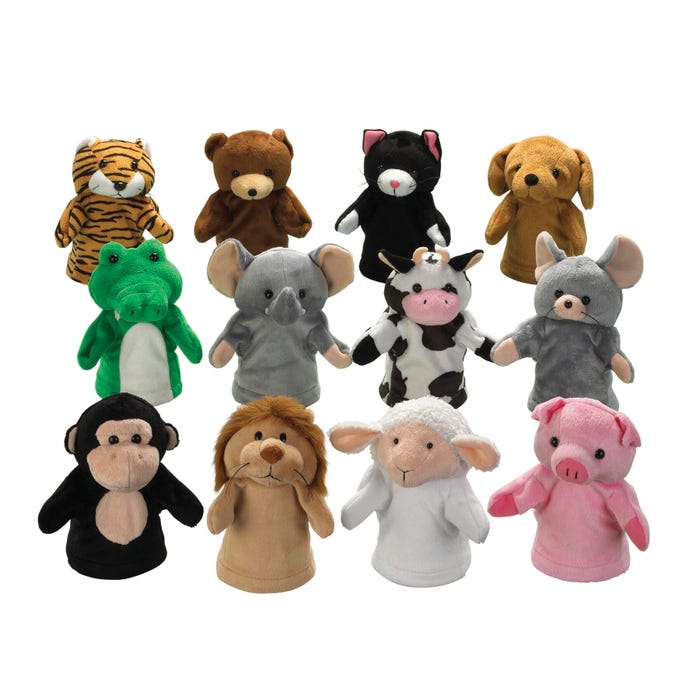 Childcraft Farm and Wild Animal Puppets, 8-1/2 Inches, Set of 12