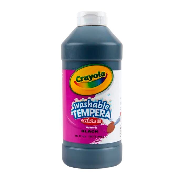 Crayola Artista II Washable Tempera Paint, Pint, Black, Item Number 008151