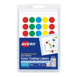 Avery See-Through Color Dots, 3/4 Inch, Assorted Colors, Pack of 1015 1442095