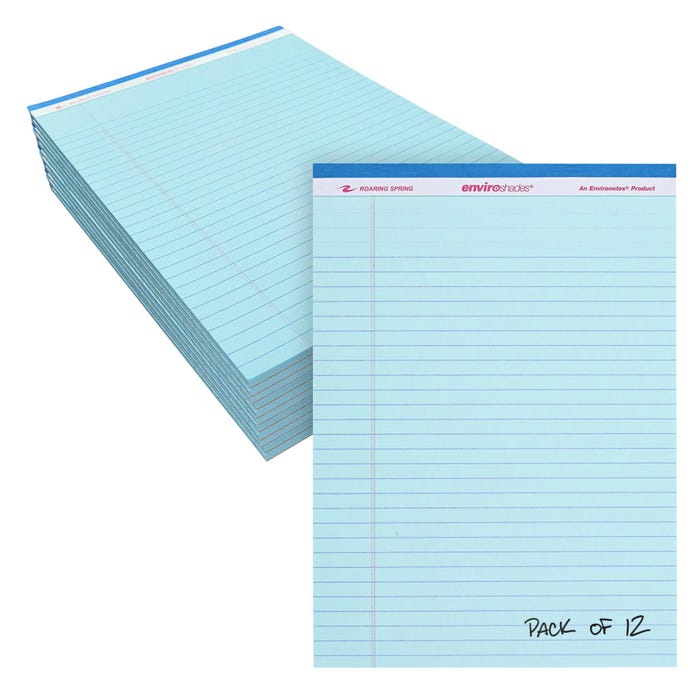 Enviroshades Legal Pads, 8-1/2 x 11 Inches, Blue, 50 Sheets, Pack of 12