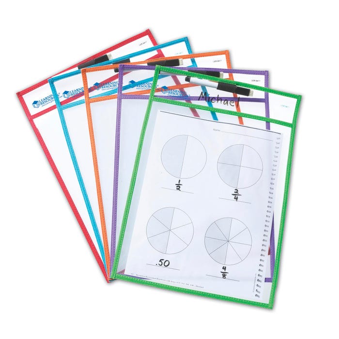Learning Resources Write and Wipe Pockets, Set of 5