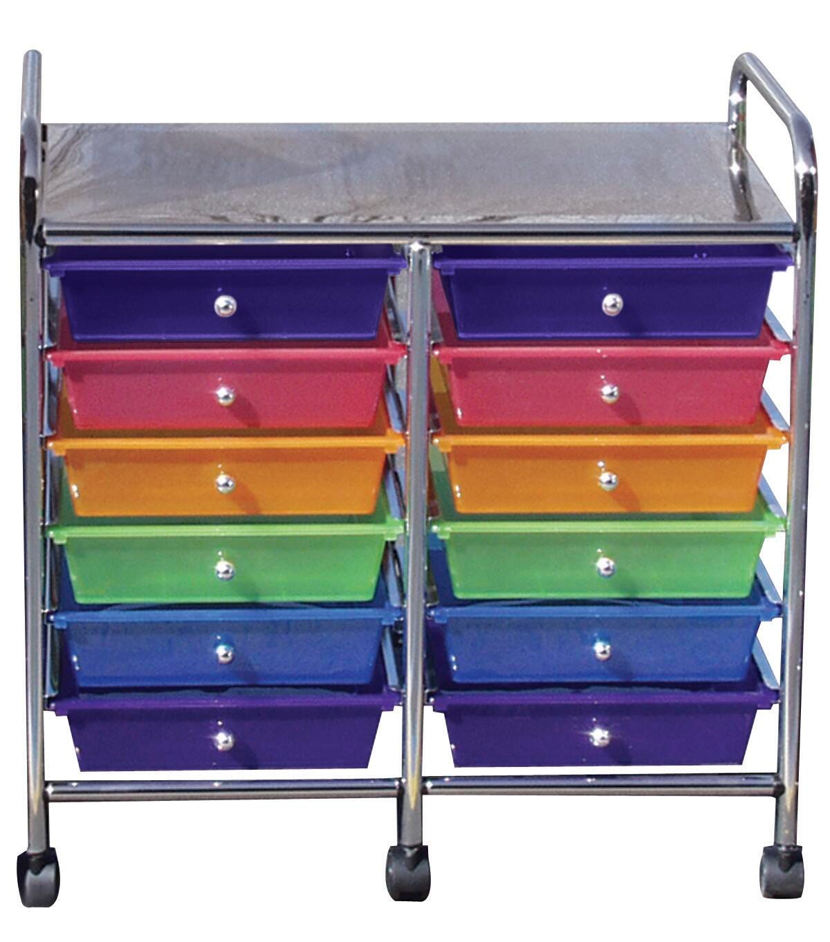 Mobile Organizer, 12 Drawers, 25 x 26 x 15-1/4 Inches, Multiple Colors, Item Number 335905