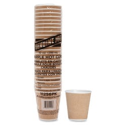 Genuine Joe 3-Layer Rippled Hot Cup, 10 oz, Brown, Pack of 25