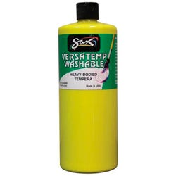 Sax Versatemp Washable Heavy-Bodied Tempera Paint, 1 Quart, Primary Yellow 1592679