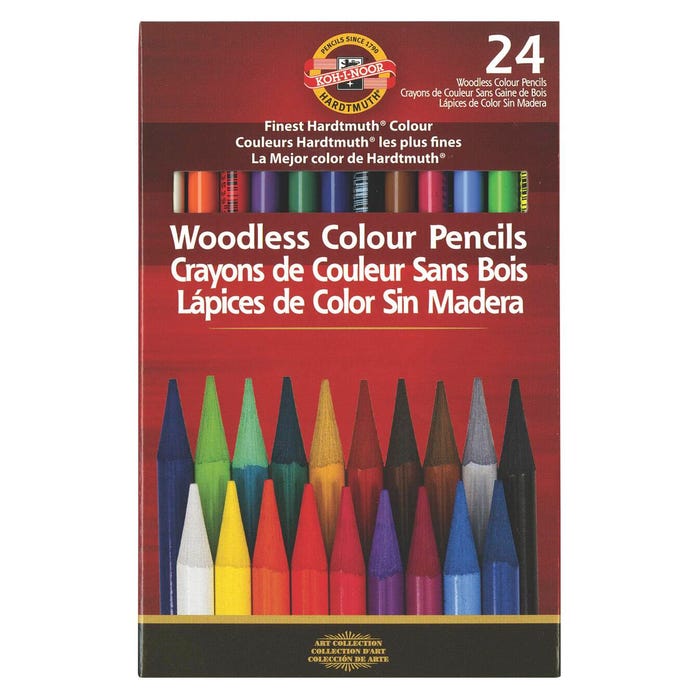Koh-I-Noor Woodless Colored Pencils, Assorted Colors, Set of 24