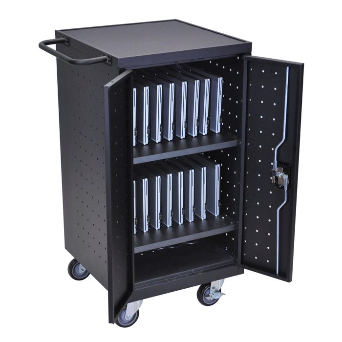 Luxor 18 Laptop / Chromebook Charging Cart, 25 x 21-1/4 x 39-3/4 Inches