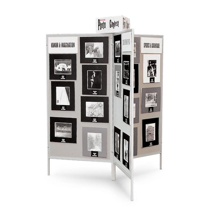 The Miller Group Multiplex Display and Exhibit System, 3 Panels, Silver Fabric