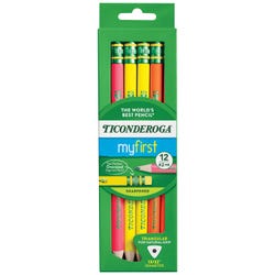 Ticonderoga My First Tri-Write Wood-Cased Pencils, Assorted Neon Colors, Pack of 12 2090243