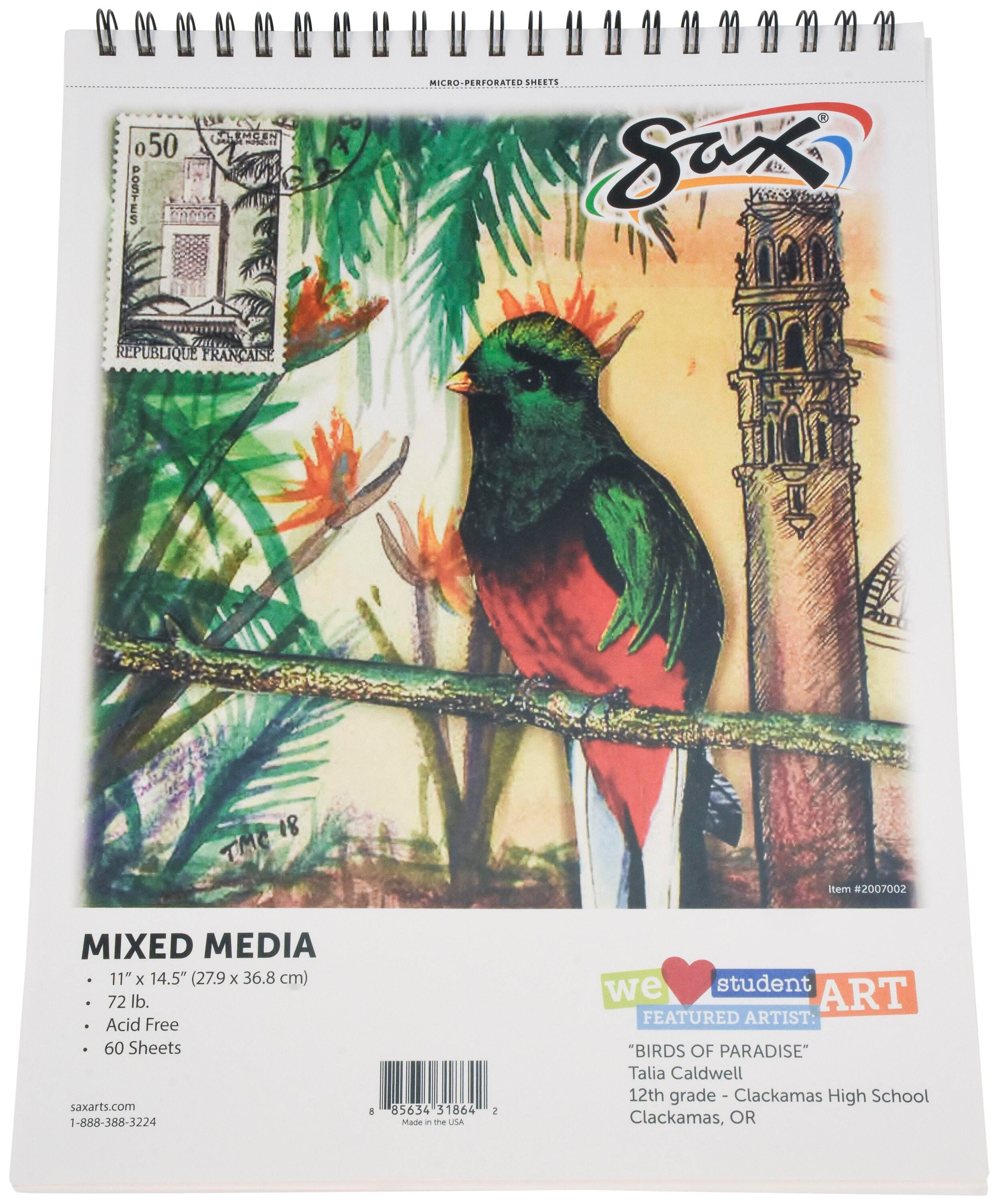 Image for Sax Mixed-Media Paper Pad, 11 x 14 Inches, 72 lb, White, 60 Sheets from School Specialty