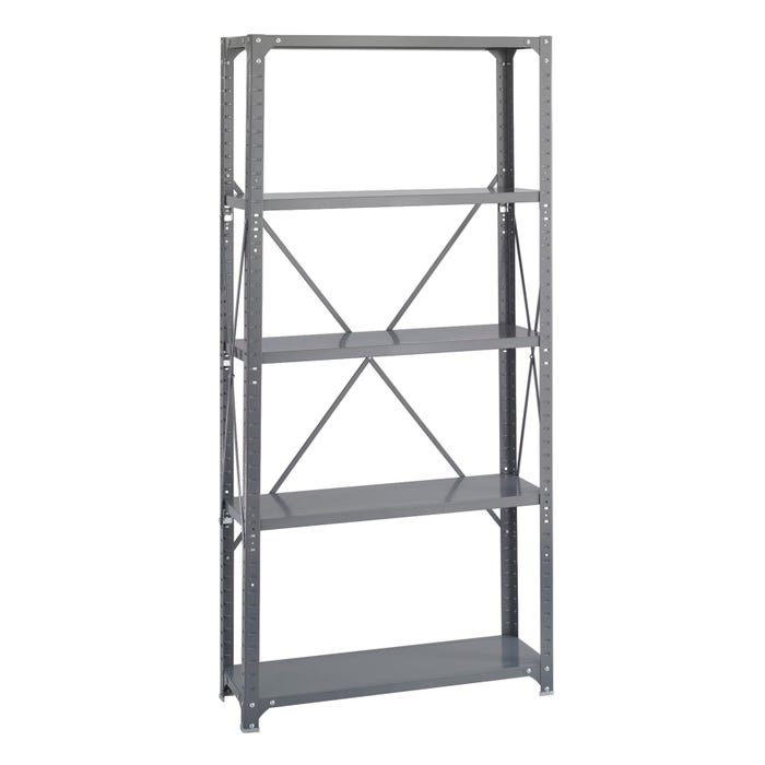 Safco Shelving, 36 in W X 12 in D, Dark Gray, 5-Shelves