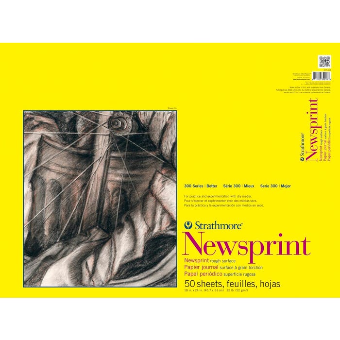 Strathmore 300 Series Newsprint Pad, 18 x 24 Inches, 32 lb, 50 Sheets